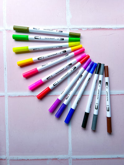 Dual Tip Brush Markers Set 12