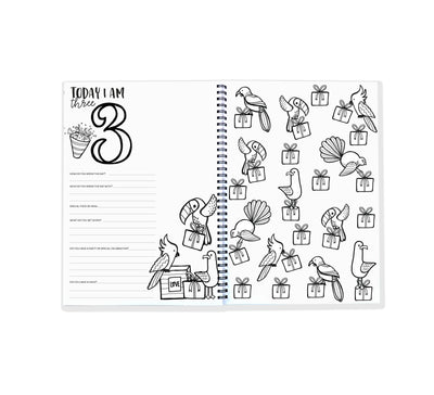 Birthday Memory Book | 18 birthdays with your tiny VIP | Blueberry Co |The birthday memory book to document the first 18  years with your growing tiny VIP